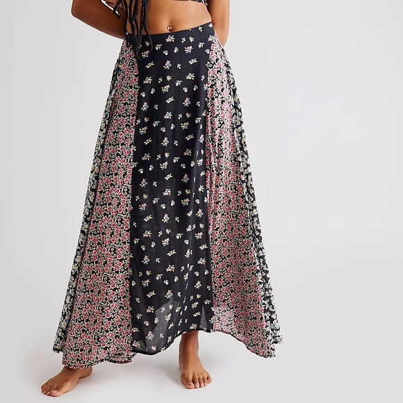 🔴 Free people Sz L Kaia Floral Print floral maxi skirt - Picture 1 of 13